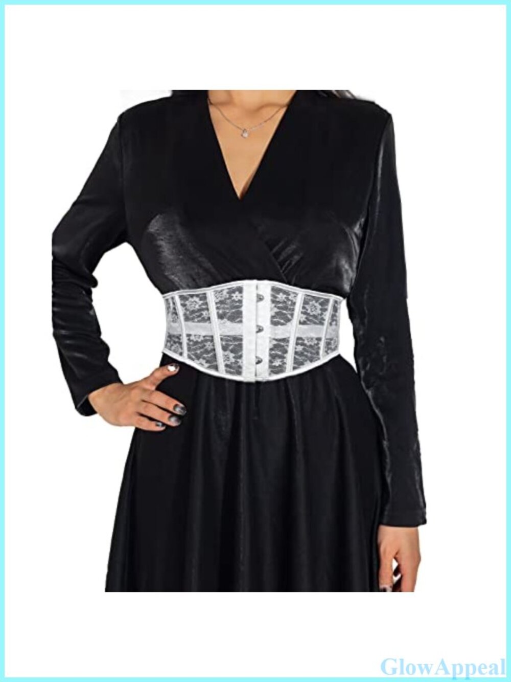 Sheer Lace Corset Belt Boned Lace Up Mesh Bustier Waspie Renaissance Costume